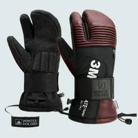 Professional Ski Gloves Winter Warm Anti-slip Three-finger Gloves With Wrist Guard Outdoor Riding Waterproof Touch Screen Glove 1
