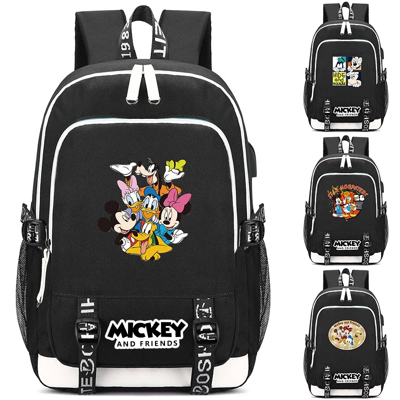 

Disney Mickey Minnie Teen Boy Back To School Backpack Unisex Large Capacity Student Rucksack Cartoon Men Donald Duck Travel Bag