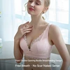 Women's Non Steel Ring Gathered Front Open Button breas Tfeeding Bra with Lace pregnant breastfeeding Thinand Anti Sagging Bra 1