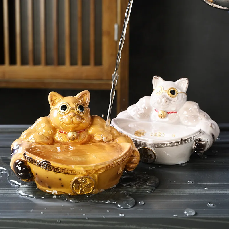 

Украшения для чая со сменой цвета для кошки на удачу, интенсивный Единорог на руку, богатый мышечный Кот из кукурузы, резиновые аксессуары для чайной церемонии