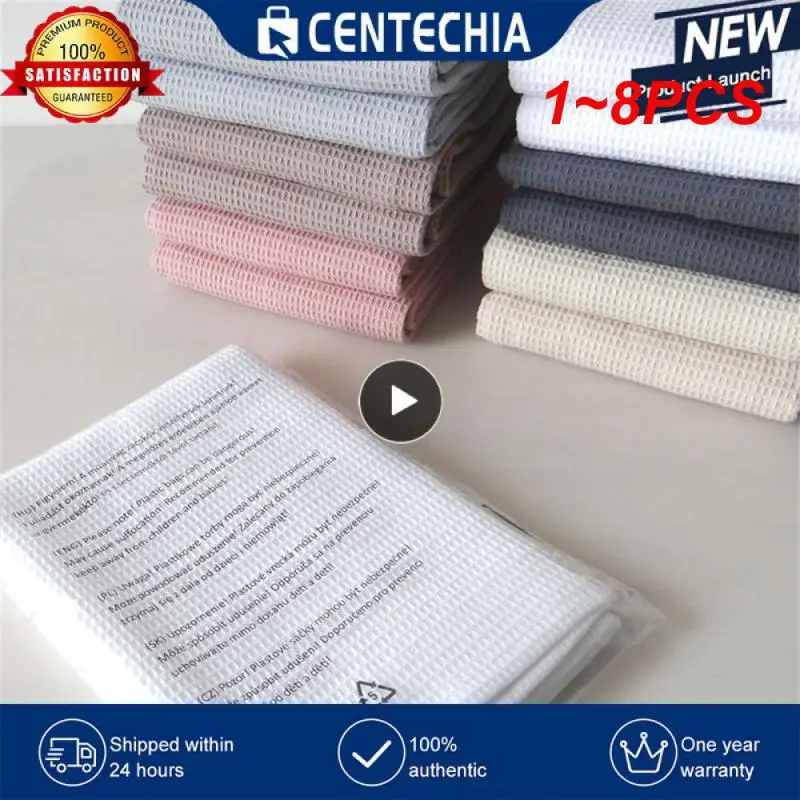

1~8PCS Thickened Scrubbing Cloth Household Dishwashing Towel Plain Color Pure Cotton Absorbent Square Towel Kitchen Rag Waffles
