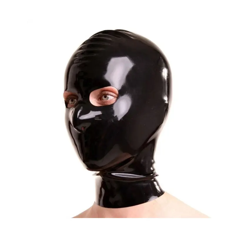 

Латексная Маска-капюшон ручной работы, костюмы, красная латексная лампа с отверстиями для открытых глаз для взрослых