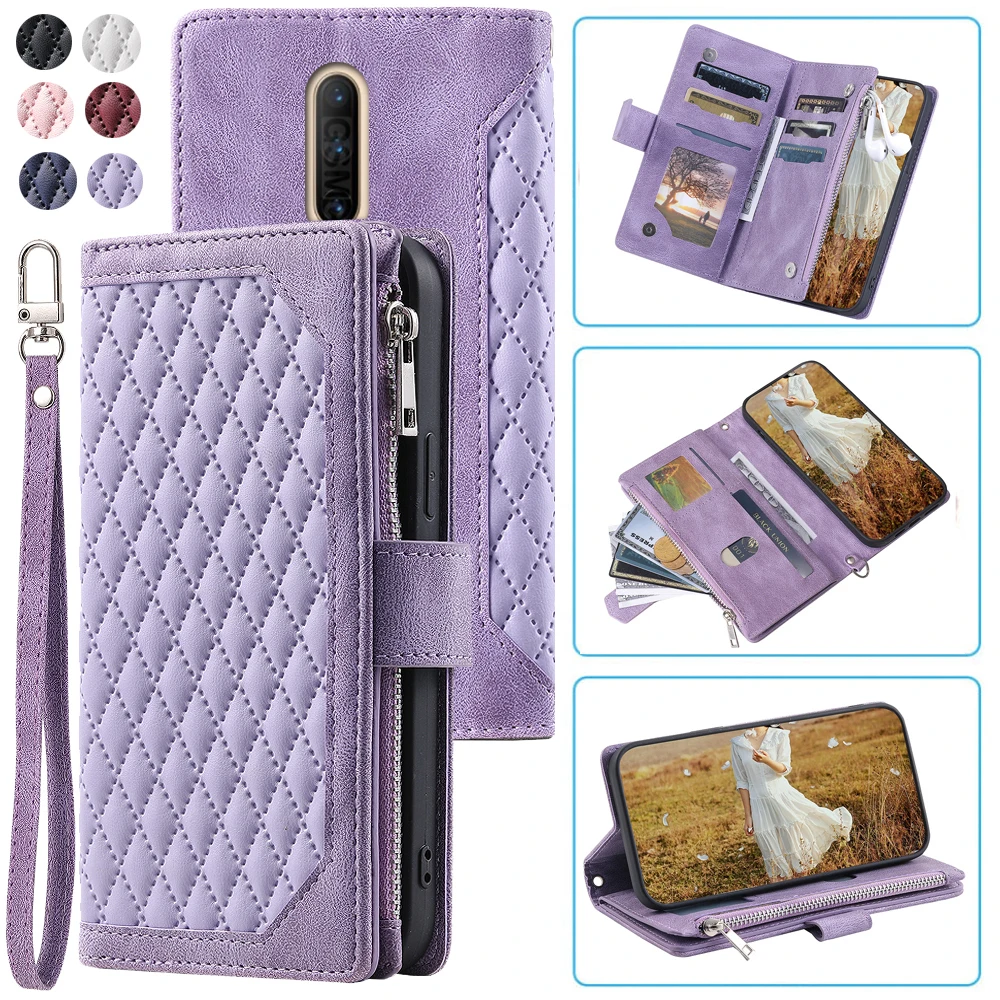 Elegant Leather Zipper Wallet Case with Multi Card Slots & Wrist Strap