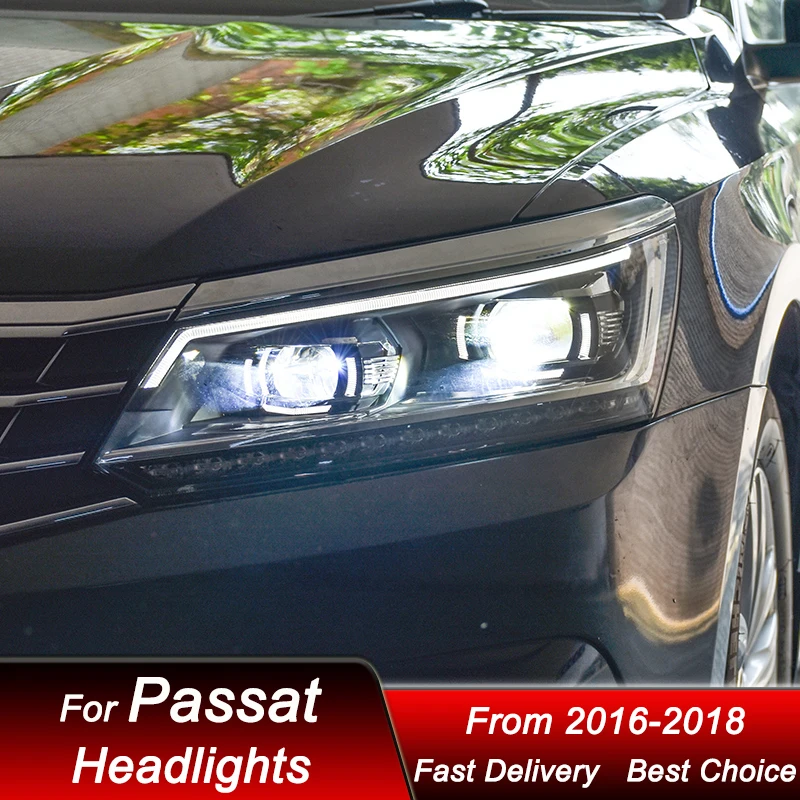 VW 파사트 16-18 용 자동차 헤드라이트, LED 자동차 헤드램프 어셈블리 업그레이드, 높은 구성 프로젝터 렌즈 액세서리 키트, 새로운 스타일