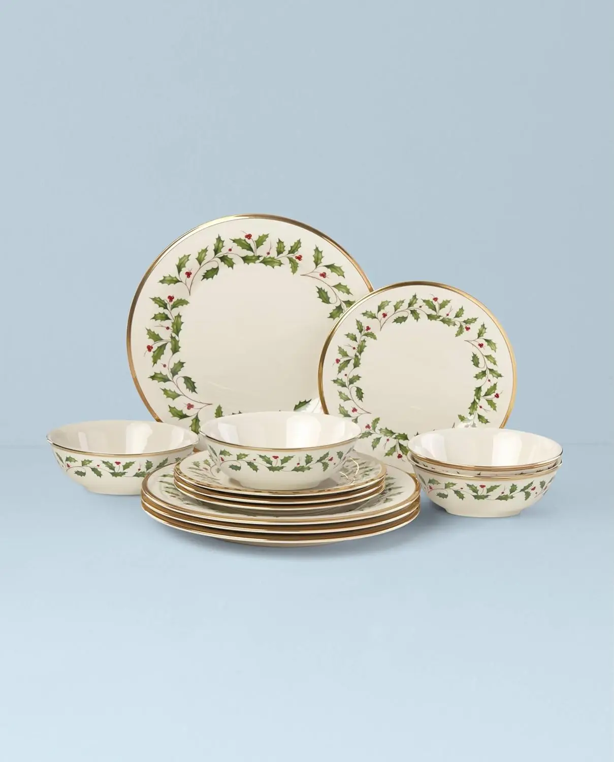 893172 Holiday 12-Piece Plate and Bowl Set, Christmas Dinnerware, Hosting