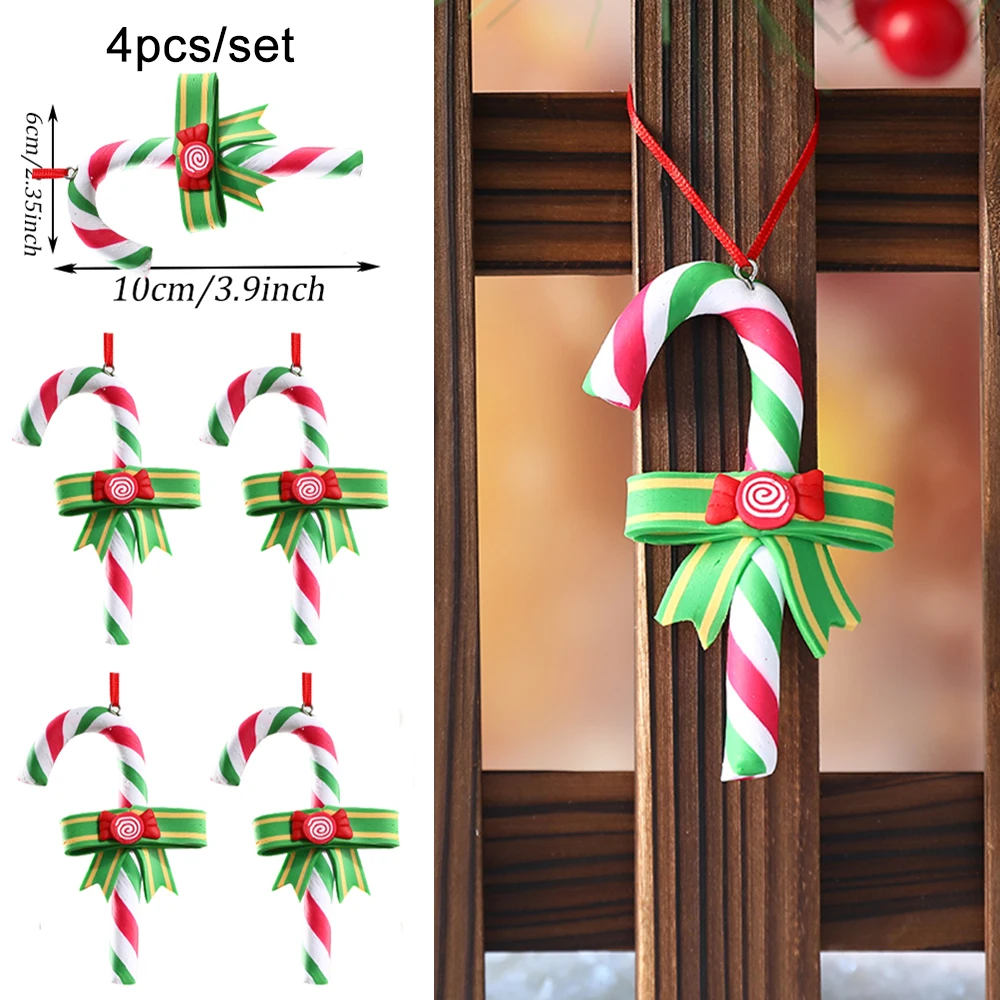 4/14pcs Christmas Hanging Candy Ball Candy Cane Pendant Red White Candy Lollipop Christmas Tree Decor Home New Year Navidad 2023