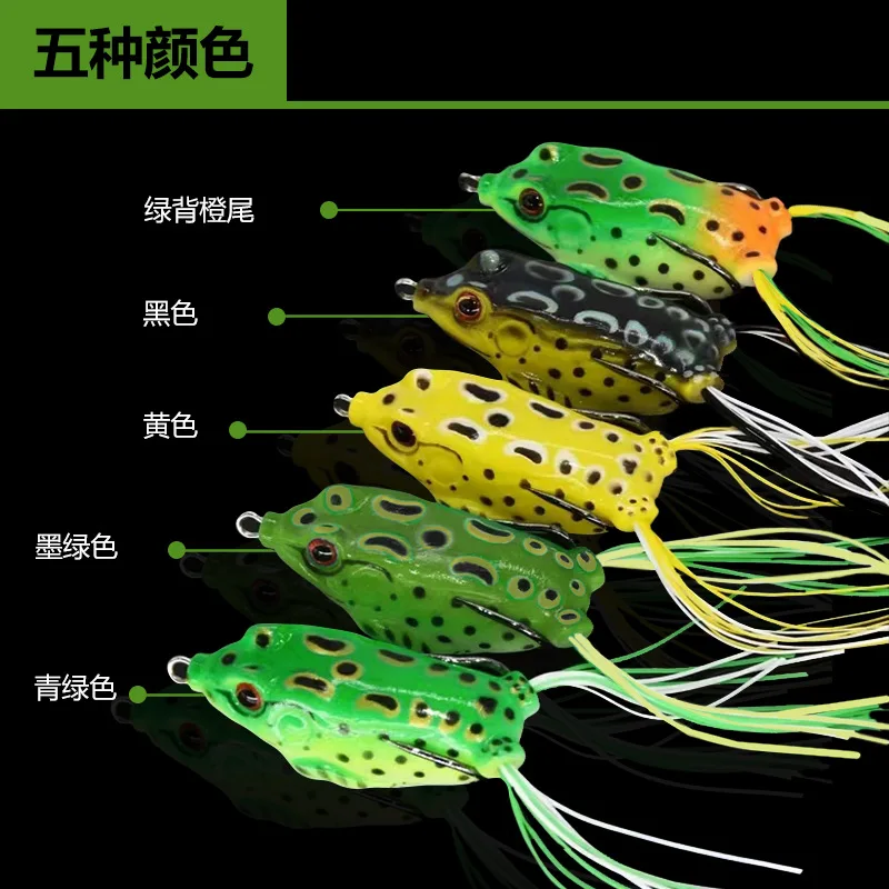 5Pcs Fishing Soft Toad Frogs Bass Fishing Lure Baits Hollow Body Water Frogs Fishing Tool Color Random