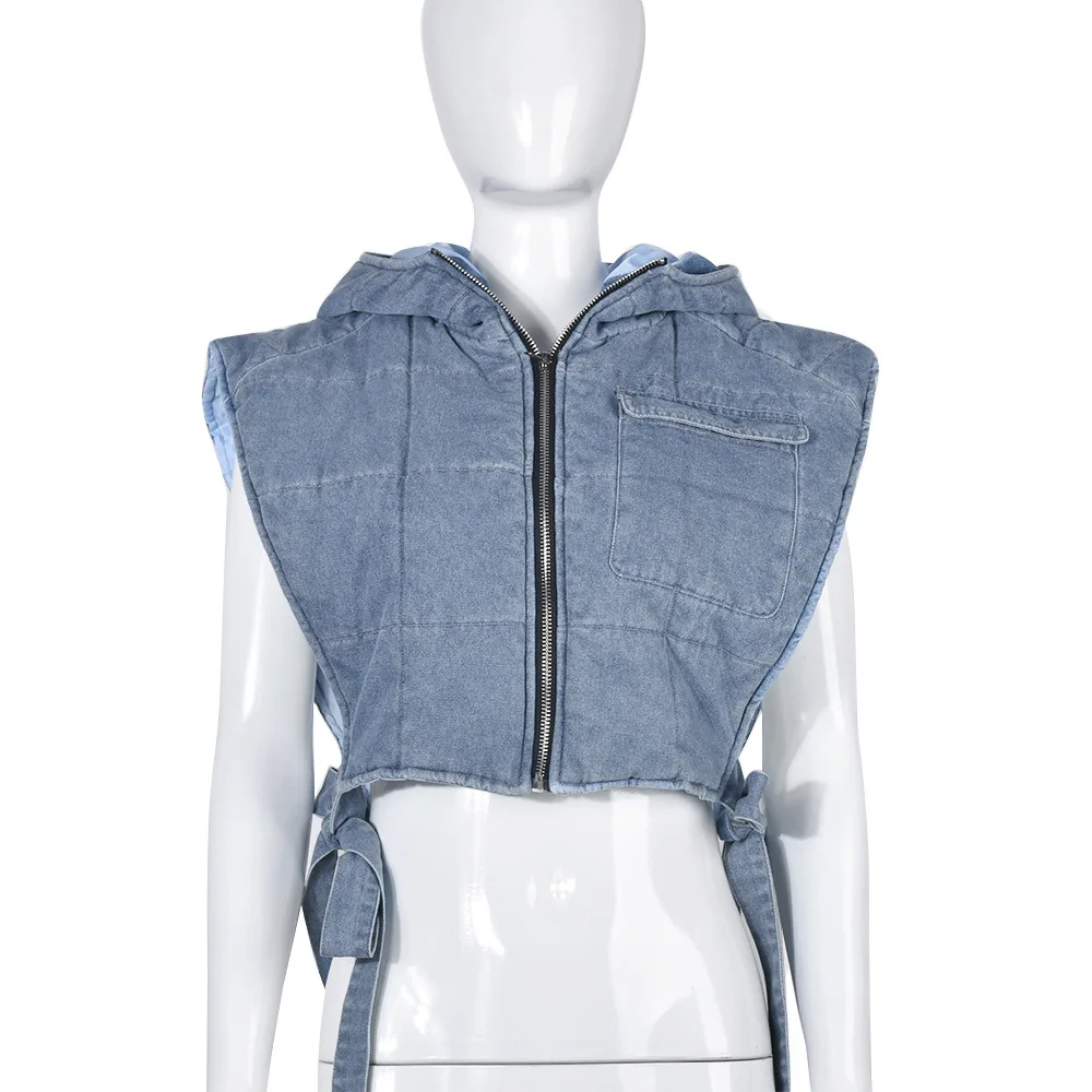 WUDODO Womens Denim Jean Vest Classic Cropped Distressed Spread Collar Sleeveless  Jean Jacket | Sleeveless jean jackets, Sleeveless jacket outfit, Sleeveless  denim jackets