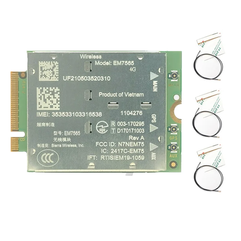 AT41 EM7565 4G LTE Module+ 3X4G Antenna CAT-12 600Mbps CBRS For Laptop ...