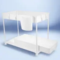 ชั้นวางของใต้ซิงค์แบบเลื่อนได้ 2 ชั้น ขยายได้ สำหรับจัดเก็บในครัว ชั้นวางขวดเครื่องปรุง อุปกรณ์ในบ้าน 6