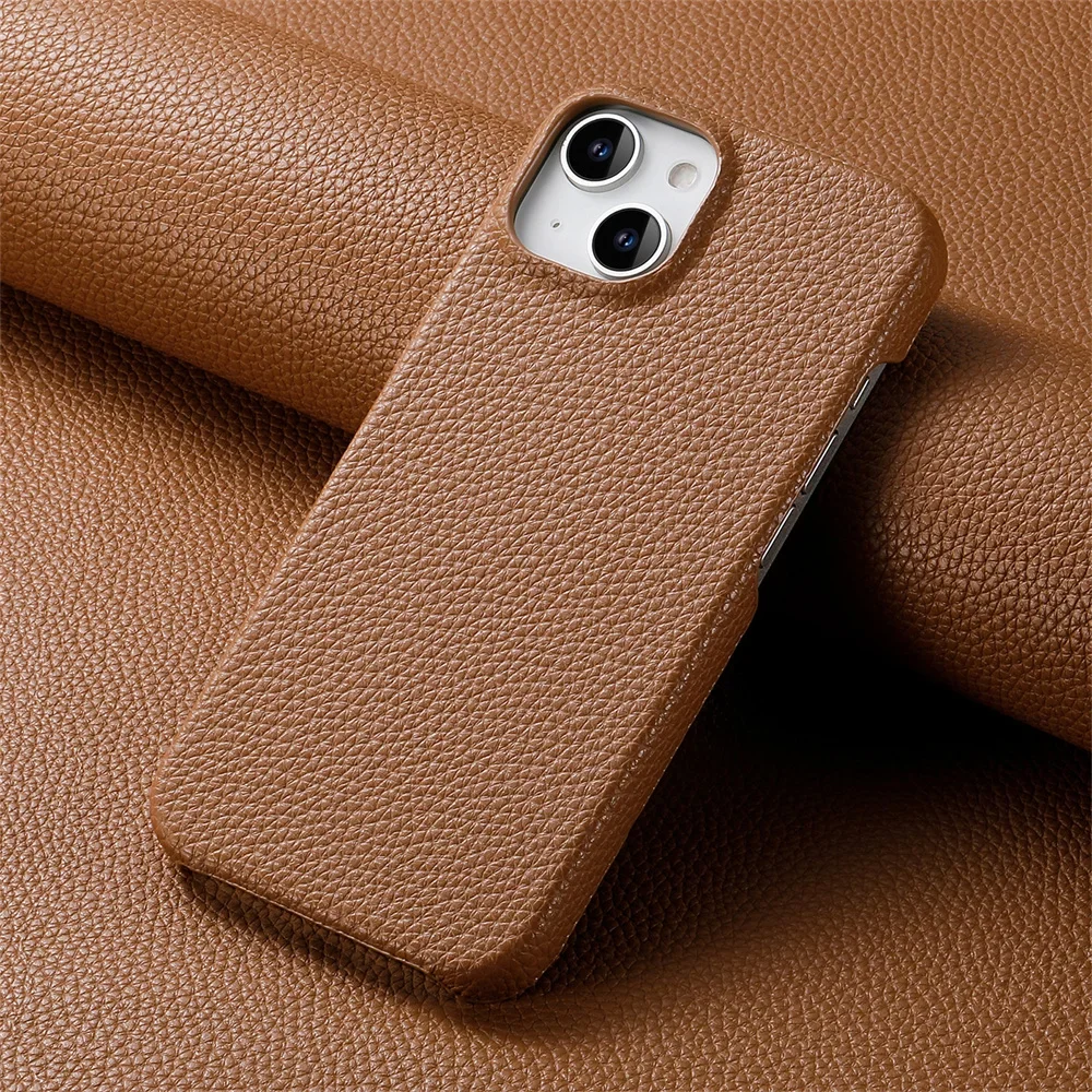 Luxury Litchi Grain Leather Shockproof Frameless Slim Phone Case