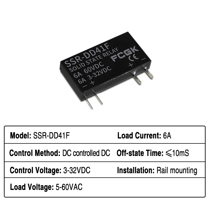 Slim Solid State Relay, 6A Din Rail, DC/AC Control