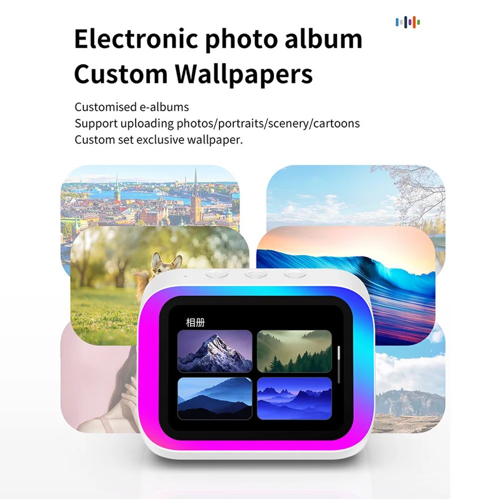 Smart Alarm Clock Bluetooth5.4 Speaker Weather Display Night Light Music Stories Player Photo Frame Perfect Gift for Bedroom