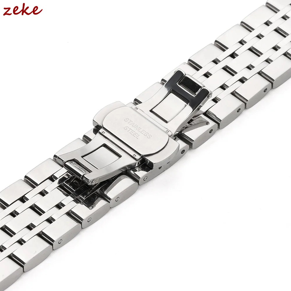 Elegant Stainless Steel Curved Butterfly Buckle Watch Band Bracelet