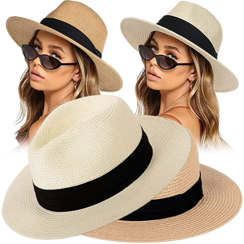 Women Summer Cowboy Hat Accessories Straw Sun Hats Men's Sun Protection  Beach Fedora Caps Girl Panama Hat Gorras Hombre Lm71