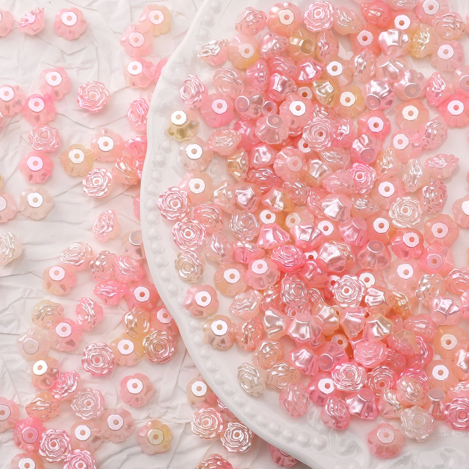 100 Stück 8 mm bunte Blumenform ABS-Kunstperlen-Abstandsperlen, Schmuckherstellungszubehör für DIY-Armbänder, Halsketten, Ohrringe – Detail 11
