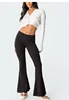 Women s Spring Summer Bell Bottom Pants High Waisted Stretch ming Solid Color Flared Pants 1