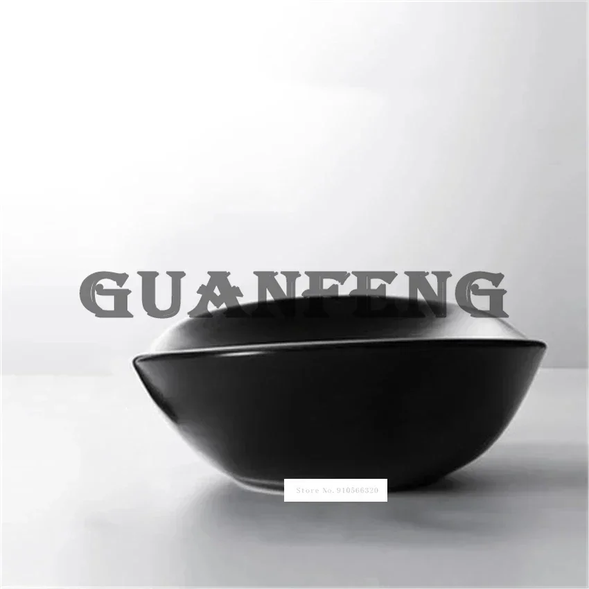 Household Single Hole Creative Black Above Counter Basin Bathroom Retro Basin Chinese Style Ceramic Sink Hand Washing Basin Bowl 4