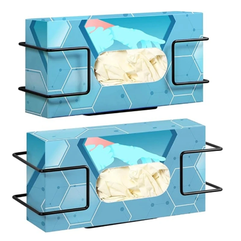 Glove Box Holder Wall Mounted Disposable Glove Dispenser, Metal Glove Rack For Rubber Glove Organizer Facial Tissue,2Pcs-AA26 6