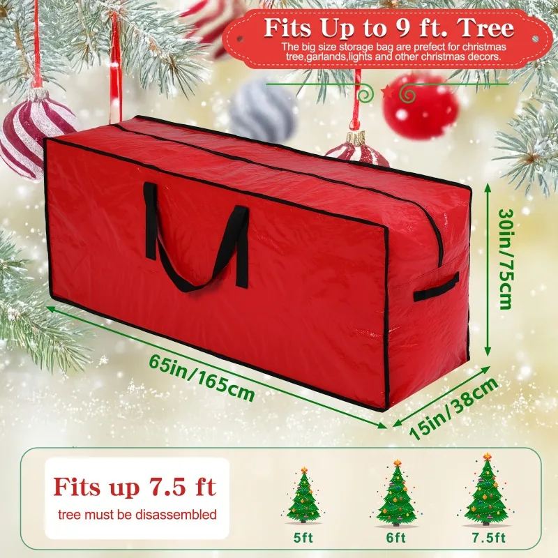 Christmas Tree Storage Bag 228.6cm Disassembled Trees Reinforced Handles Dual Zipper Dust & Moisture Protection
