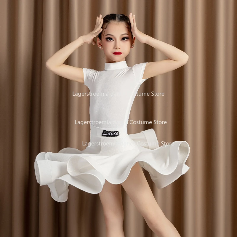 Child Ballroom Dance Competition Dresses Girls Velvet Salsa Tango Samba Rumba Dance Latin Dress Kids Clothes Performances