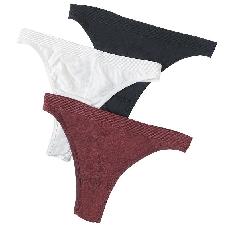 3 Pack Women Cotton Thongs Brazilian Panties Underwear G-String Soild Color  Underpants Low-Rise Pantys M-XL Seamless : : Everything Else