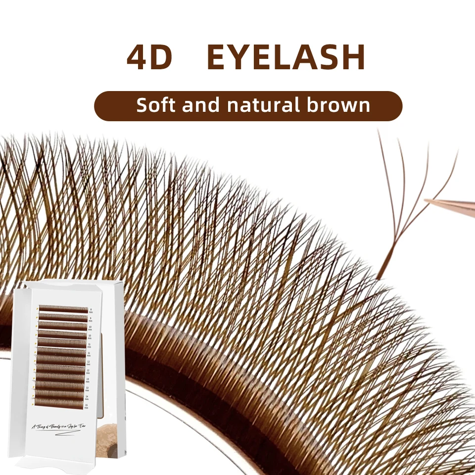 AGUUD Braune W-förmige Wimpern 4D 5D 3D Fairy Clover Lashes Vorgefertigte Bloom Fans Volumen-Wimpernverlängerungen Weiche braune YY-förmige Wimpern