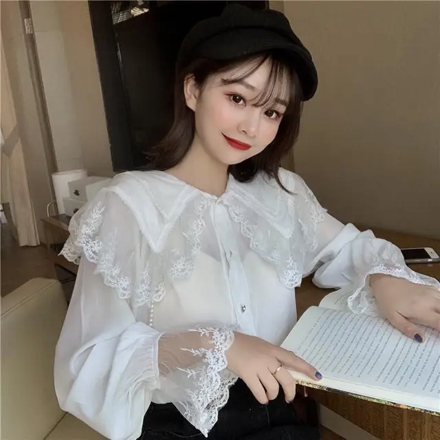 ブラウス シャツ lace trim sailor blouse レディース 110430081802-01.jpg