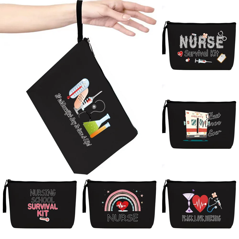 

Cosmetic Bag Ladies Nurse Print Series Fashion Wallet 2022 Travel Storage Cosmetics Clutch Sundries Mobile Phone Storage Handbag