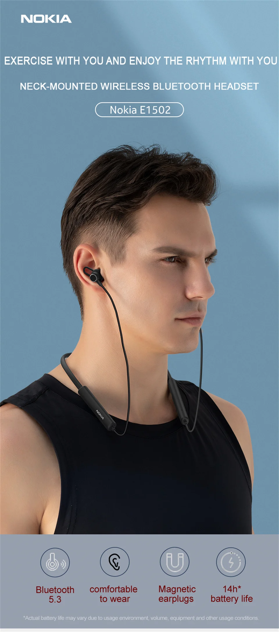 Ecouteur filaire Bluetooth - Nokia essential E1502 - Microphone