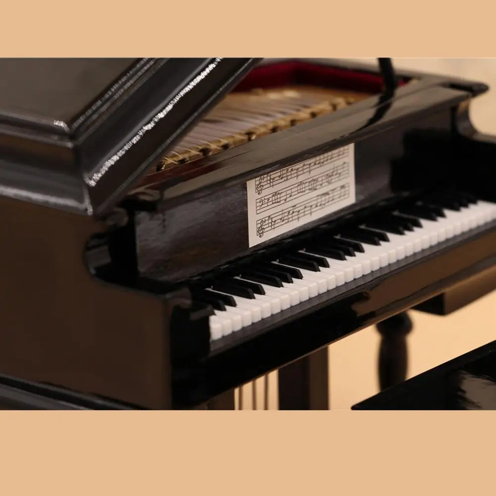 Mini Piano with Stool Musical Instrument Model Collection Decorative Ornaments Display Decor Miniature Retro Piano Set