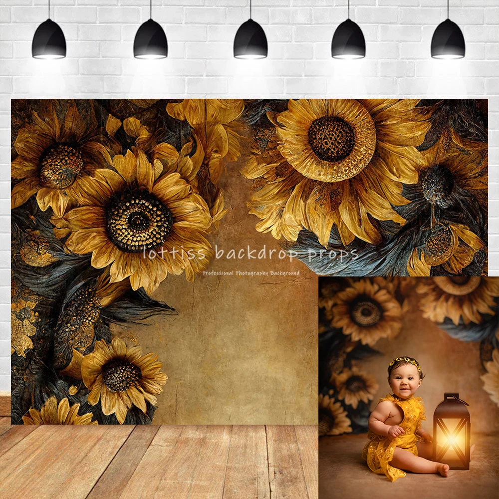 

Abstract Floral Backdrops Baby Pregnant Woman Portrait Photography Art Hand Painting Sunflower Background Kids Adult Photostudio