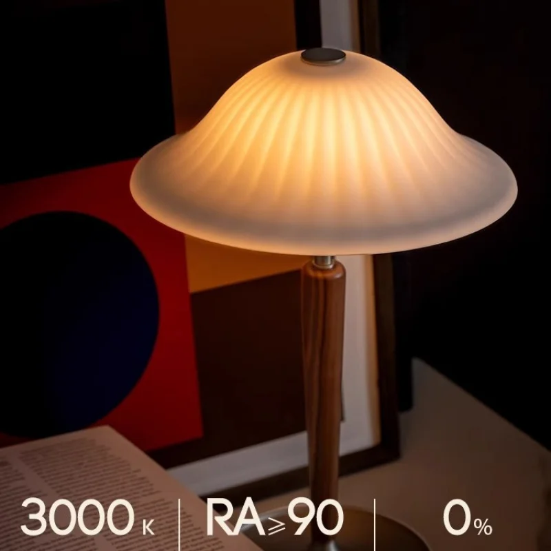 -Border Small Round Table Lamp Retro Rechargeable Table Lamp Glass Atmosphere Bedside Bedroom
