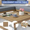 Acacia Wood Patio Furniture L-Shaped Outdoor Sectional Sofa Set with Coffee Table, Conversation Set with Built-in Side Table 6