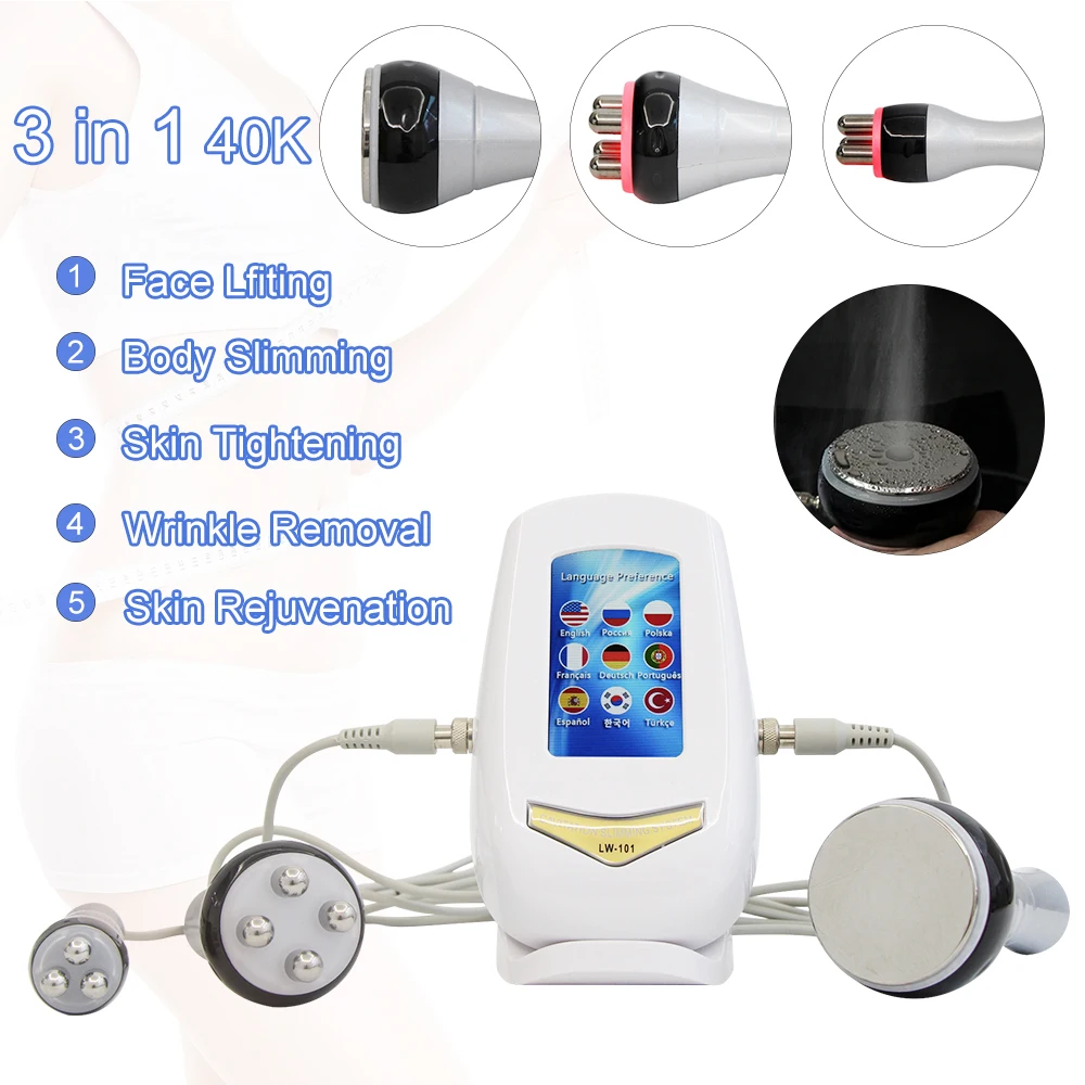 

40K Ultrasonic Cavitation Beauty Machine 3 in 1 RF Radio Frequency Anti-wrinkle Skin Rejuvenation Weight Loss Machine Face Lfit