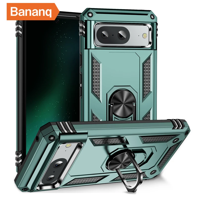 Shockproof Metal Finger Ring Bracket Armor Case with Magnetic Car Holder - Premium Phone Cover