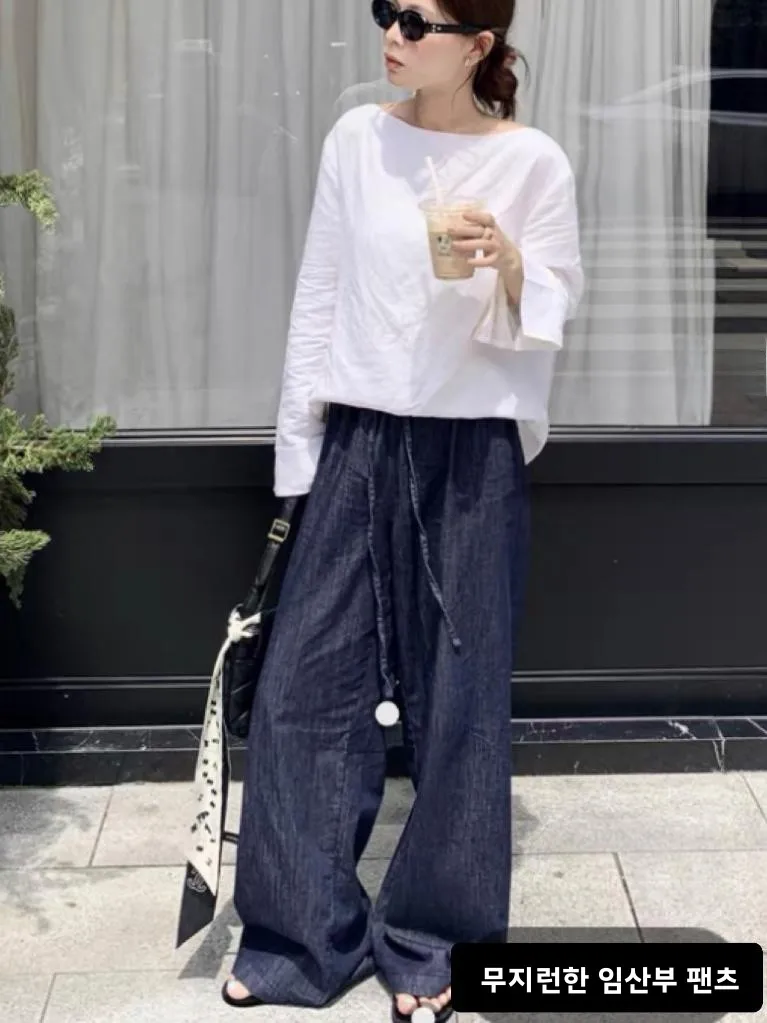 임산부를위한 봄 여름 느슨한 캐주얼 청바지 바지 새로운 패션 겉옷 부드러운 데님 긴 바지 와이드 레그 바지