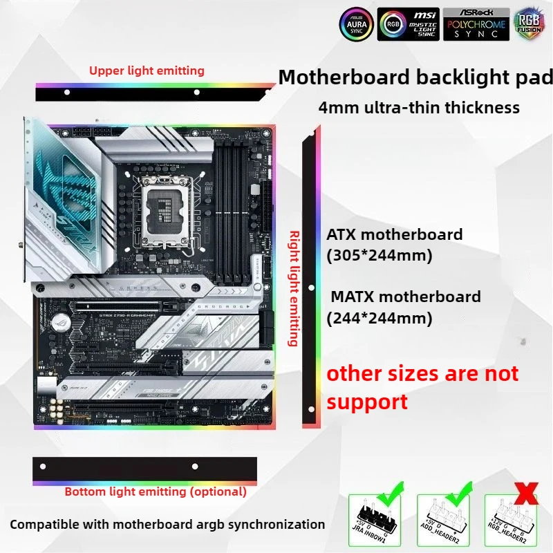 데스크탑 컴퓨터 메인보드 발광 패드 5v 3핀 ARGB AURA Sync PC 장식 액세서리