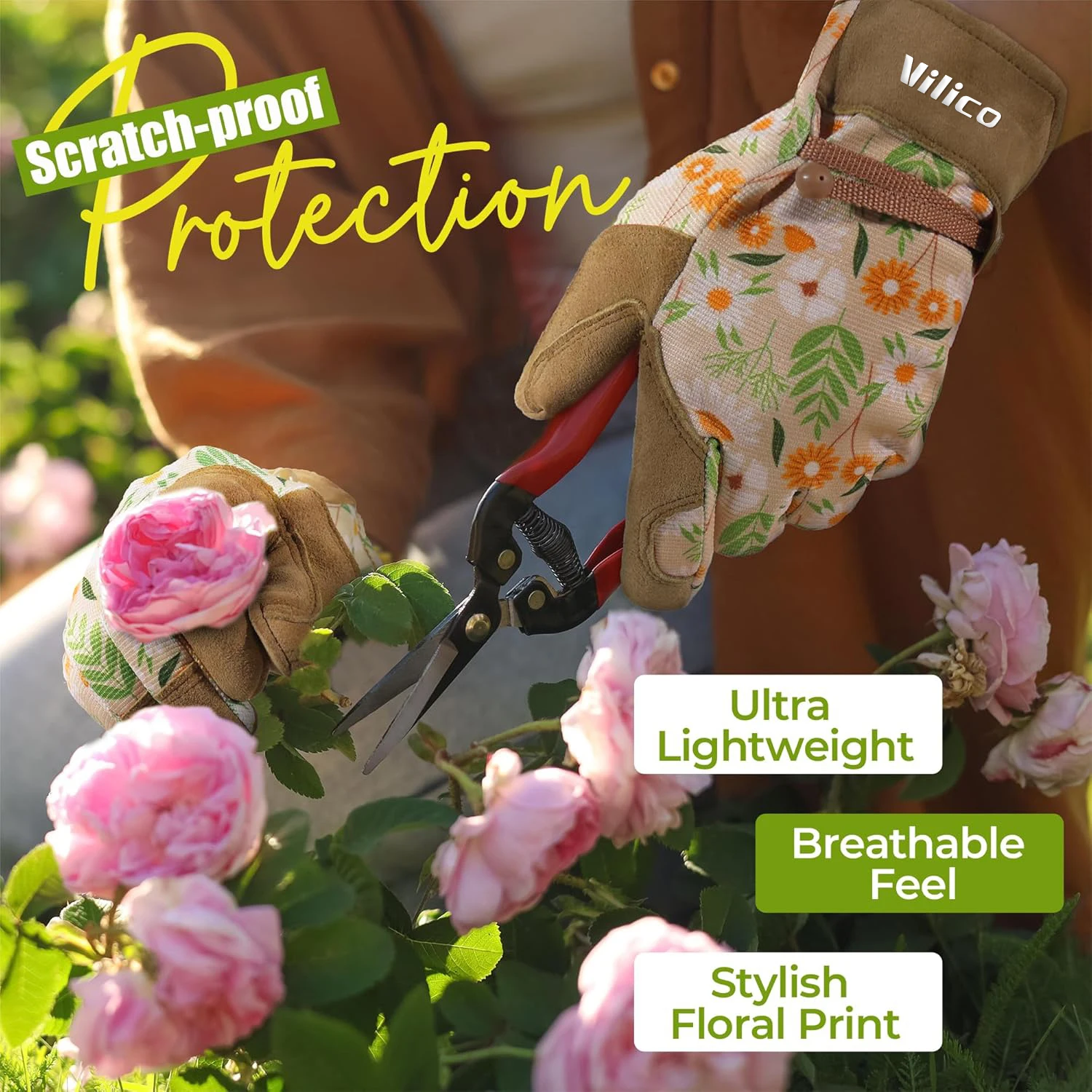 Gardening Gloves for Men Women, Breathable Ladies Leather Garden Yard Gloves Best Gift for Gardeners