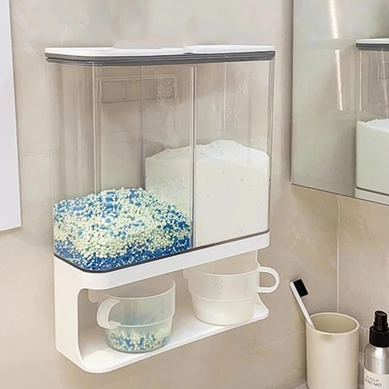 Wall Mounted Laundry Detergent Dispenser - Versatile Storage for Laundry Scent Boosters with Included Cups-A51M