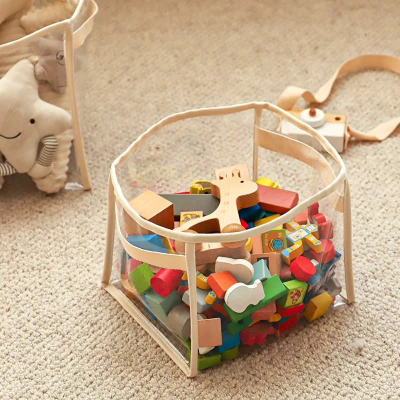 Transparent children's toy storage basket large size toy storage bag large capacity household multifunctional basket
