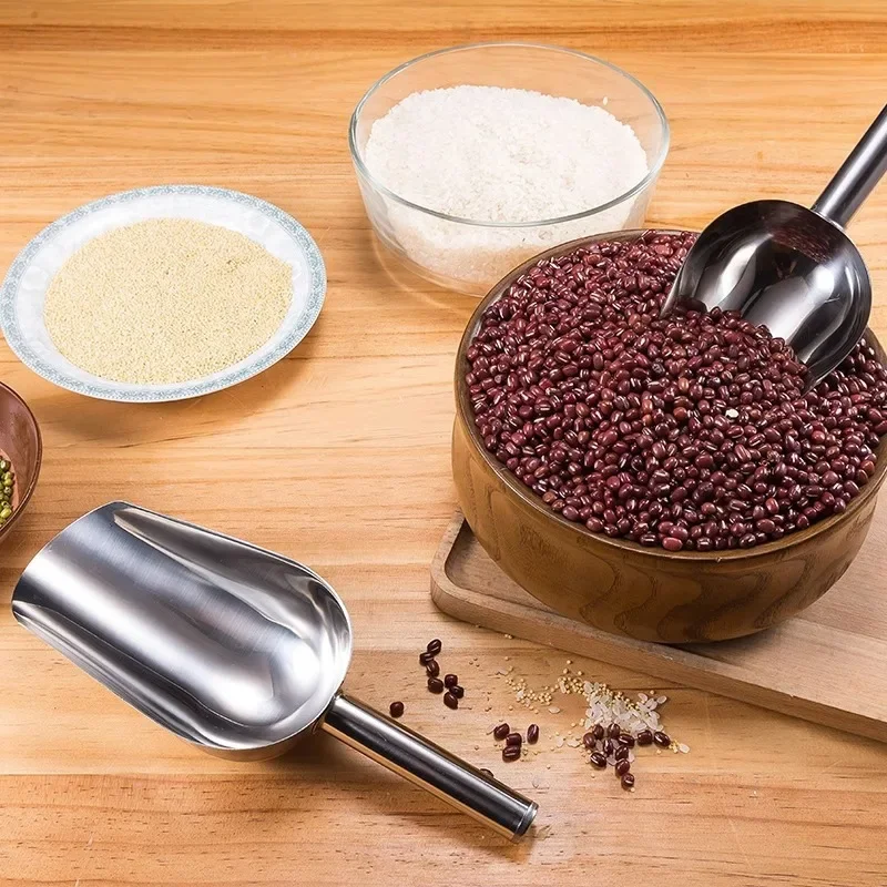 Kitchen Scoop Stainless-Steel Ice Scoop Party/Bar et Kitchen Sugar Flour Dry Goods Shovel Dry Food Flour Candy Bin Scoop