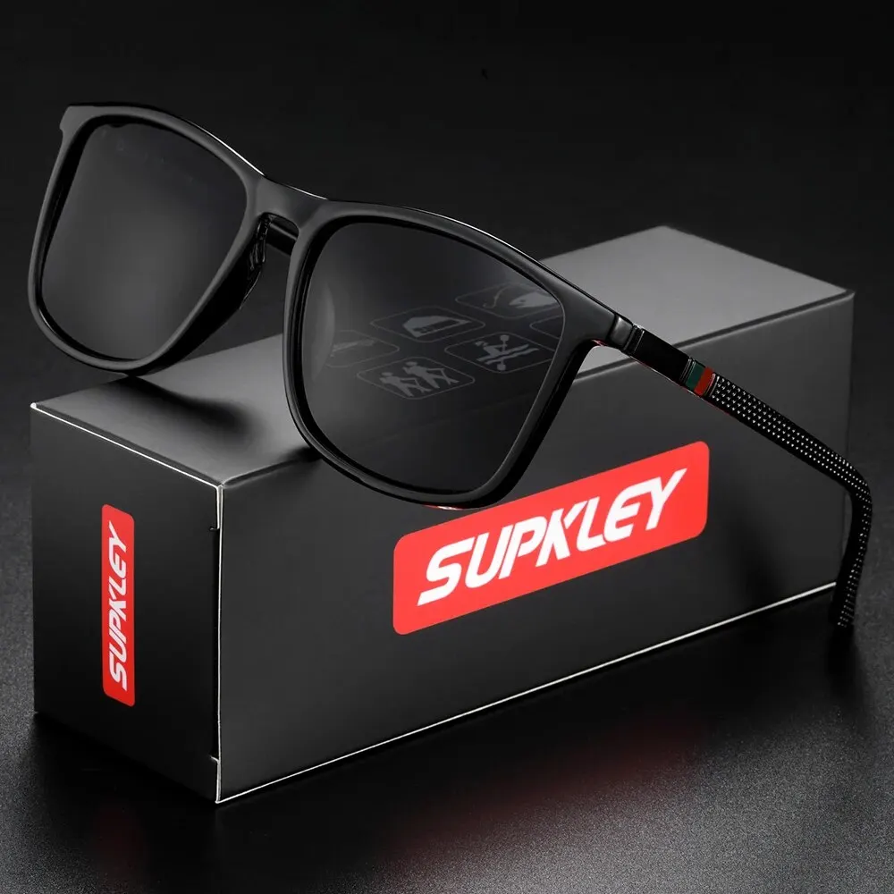 SUPKLEY Polarized Men's Sports Sunglasses - Lightweight Square Eyewear for Comfortable Wear