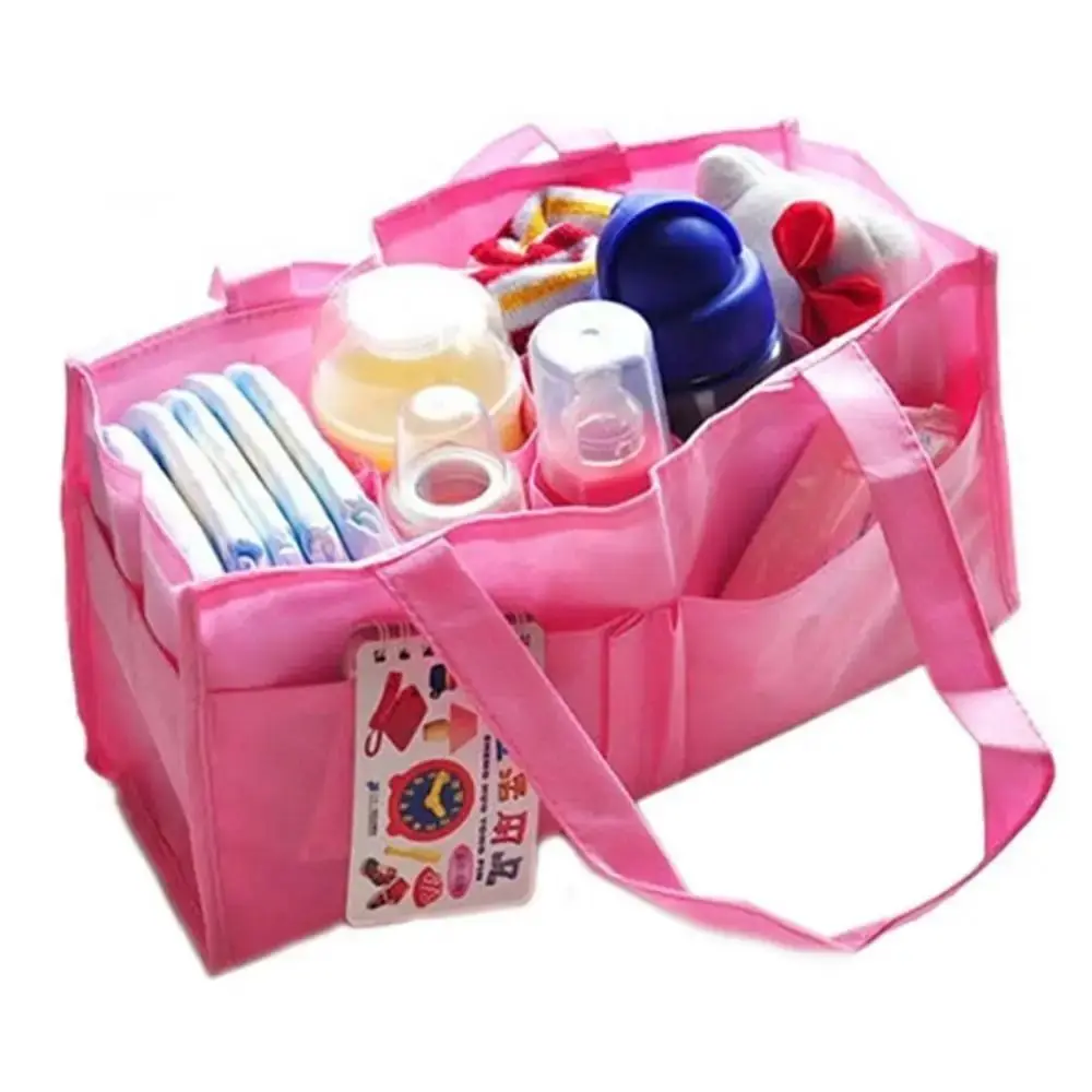 

Multi-pocket Diaper Tote Bag Non-woven Fabric Portable Baby Nappy Storage Organizer Comfortable Handle Large Capacity