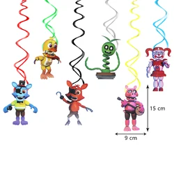 Five Nights at Freddy's Birthday Party Decoration Set - Themed Balloons, Tableware, and Banner (Spiral Ornament - 6pcs)