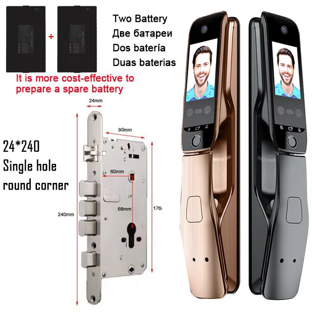 WiFi Tuya APP Voice Intercom Digital Door Lock  High Quanlity 3D Face Recognition Smart Door Lock With Camera 16