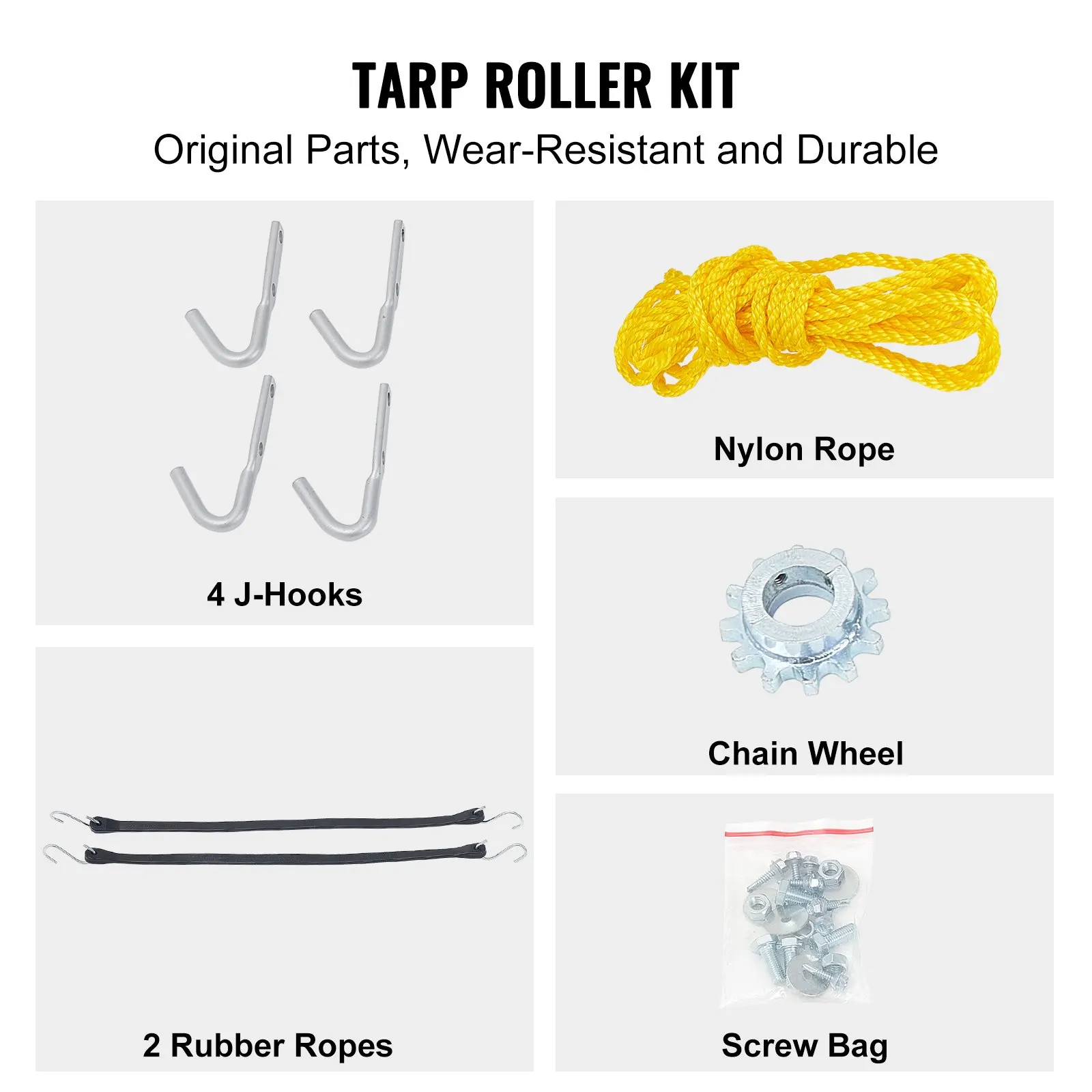 VEVOR Hand Crank Tarp Roller Kit 64" to 104" Wide Manual Cab Level Roller with Handlefor Dump Trucks Trash Haulers (No Tarp)