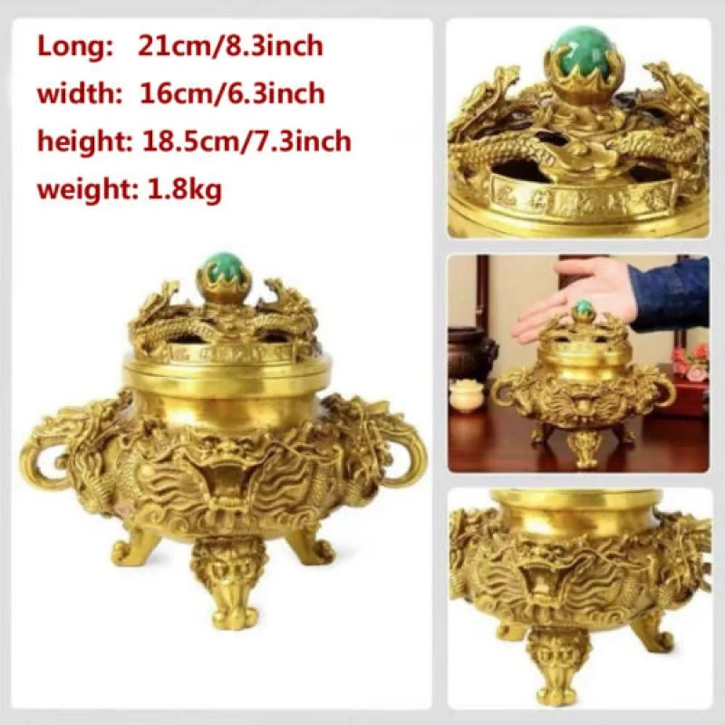 

Antique Brass Kowloon symbol of power Incense Burners Censer keep evil away