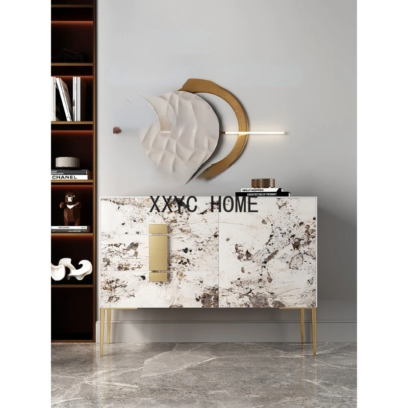 

Italian Affordable Luxury Style Stone Plate Entrance Cabinet Entrance Foyer Curio Cabinet Modern Minimalist Sideboard Cabinet