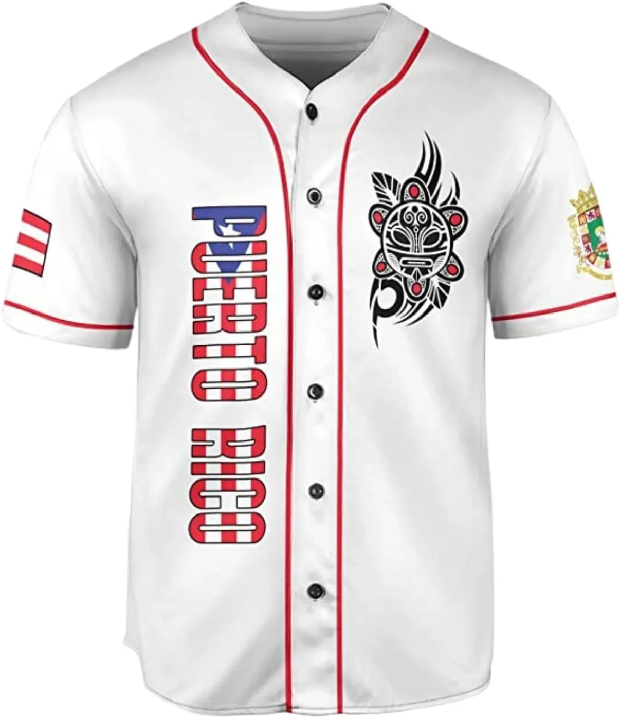 Passen Sie den Namen an, Puerto Rico-Flagge und Wappen, 3D-gedruckt, modisches Herren-Baseball-Shirt, Sommer, Straße, Unisex, Baseball-Trikot KZ23 – Detail 16